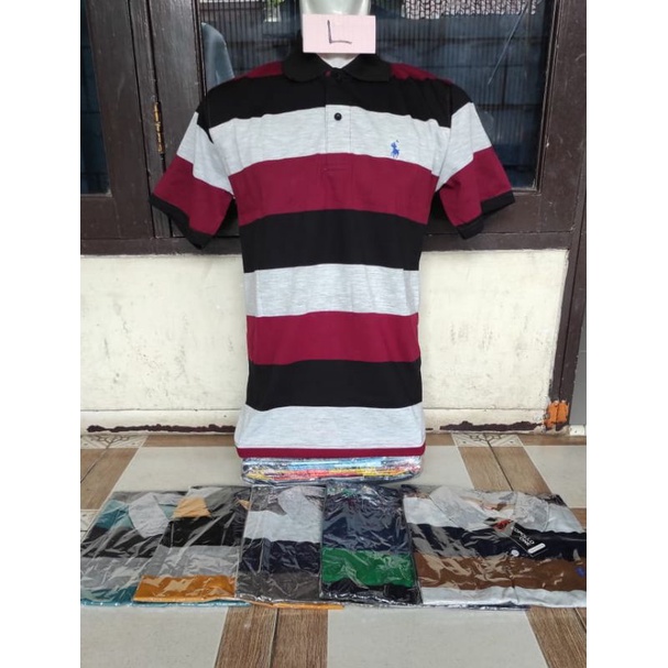 kaos Krah salur cowok terbaru kaos Krah polo cowok premium kaos Krah salur cowok model kekinian