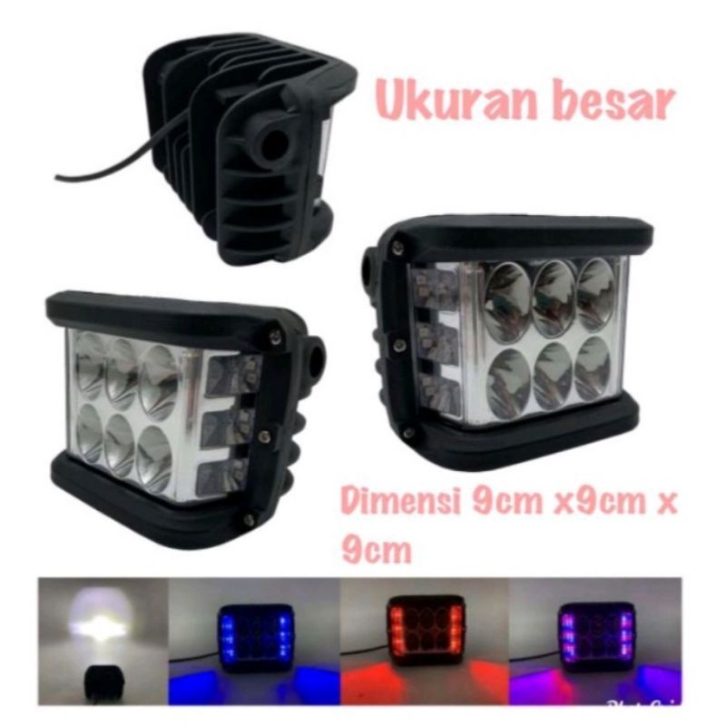 LAMPU TEMBAK SOROT LED CWL 6 MATA PLUS STROBO 3 X 3 18WATT DEVIL SENJA OWL BESAR