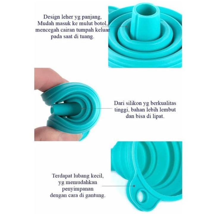 PA Corong Air &amp; Minyak Silikon Portable / Corong Lipat Silicone Refill Sabun Minyak Serbaguna PR023