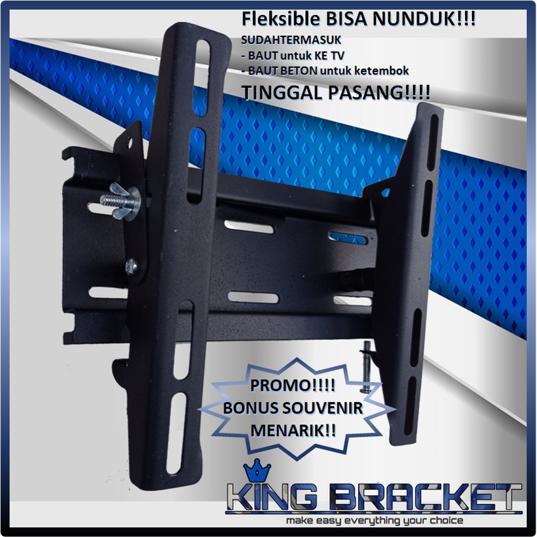 GARANSI COCOK!! Bracket Tv LCD LED 14 s/d 40 inch Universal 40 32 24 21 17 14 Bisa NUNDUK | TEBAL &amp; KOKOH COcok semua merk TV bracket braket breket briket breaket brecket bricket