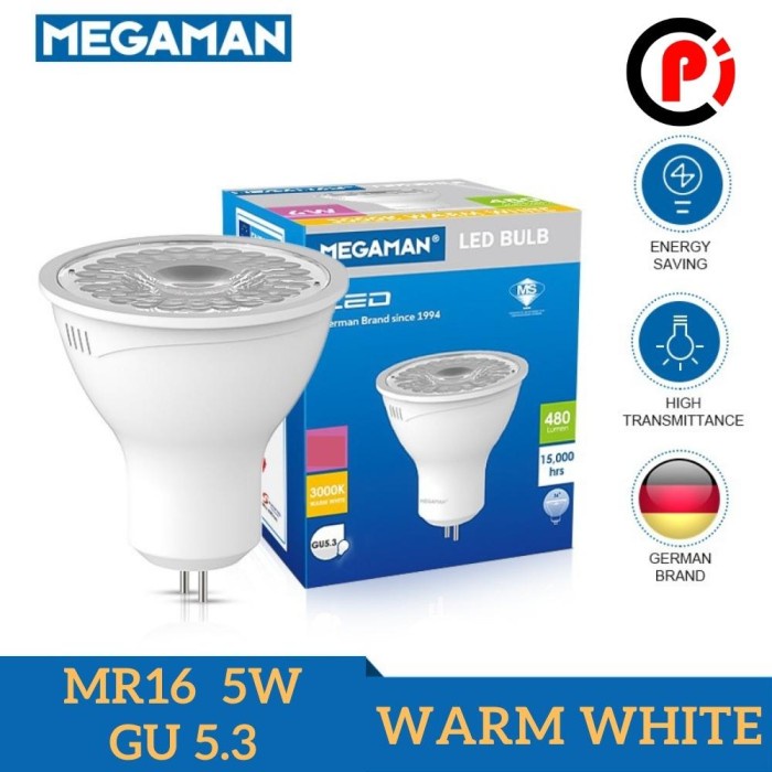 MEGAMAN Lampu Sorot LED MR16 5 Watt 5W GU5.3 Cahaya Kuning Warm White