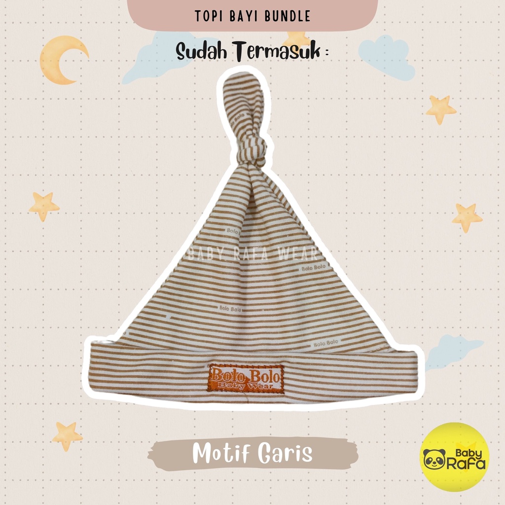 Serian Coklat Susu - 3 Pcs Topi Kupluk Bayi Baru Lahir Topi Bayi 0 - 3 Bulan COKLAT SUSU SERIES merk SNI Bolo - Bolo