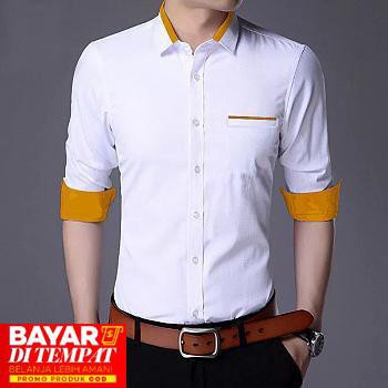 MOKOKOMO HEM TOPMAN KEMEJA FORMAL PRIA ( Uku. L &amp; XL ) LENGAN PANJANG FASHION PRIA