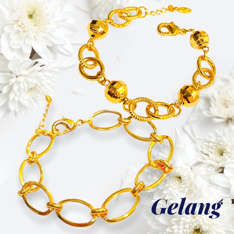 Gelang tanga wanita / gelang / yaxiya / lapis emas/ xuping / rante plat mata mer