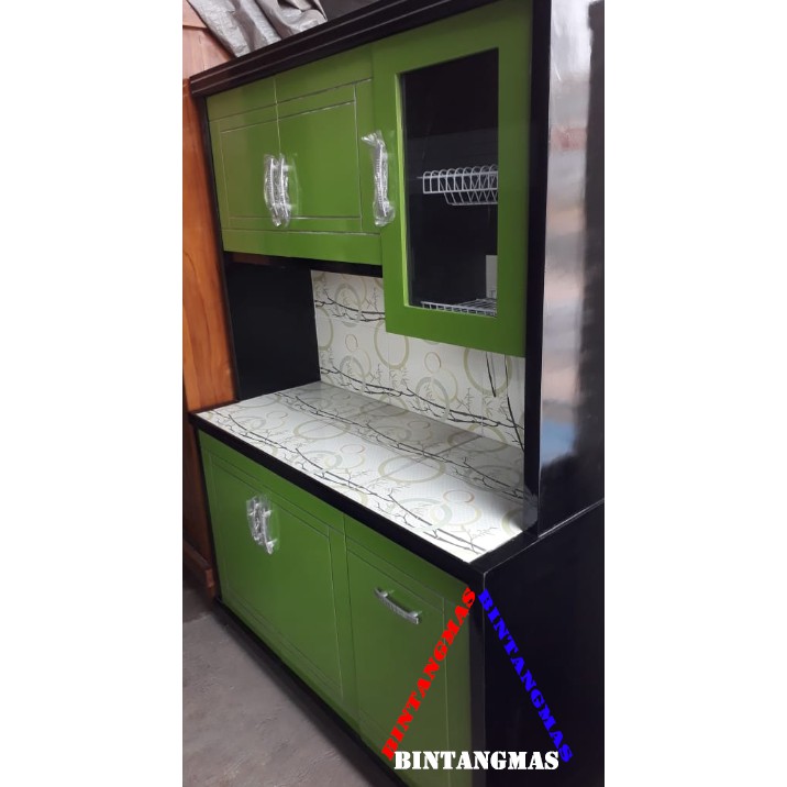 LEMARI DAPUR KITCHEN SET 3 PINTU MOTIF HIJAU