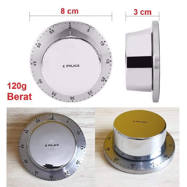 Timer Masak Dapur Manual Mekanik Magnet Kitchen Timer Analog Stainless