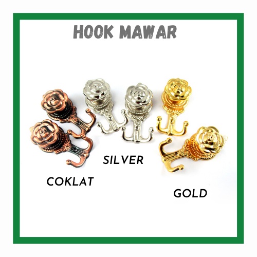 Promo Murah - Hook Best Seller Import Model Mawar Biasa Warna Elegan Untuk Gorden Minimalis