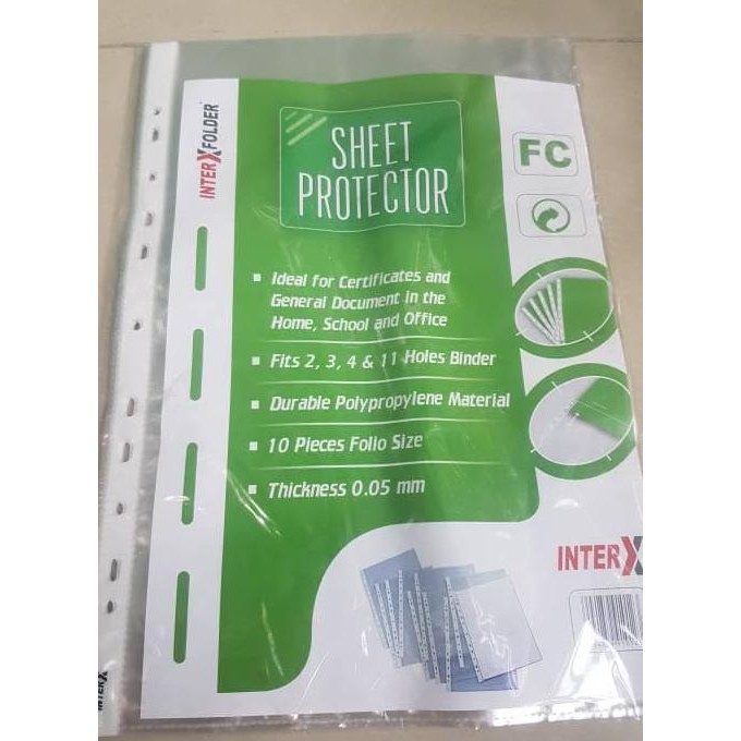 

Pp Pockets / Sheet Protector Inter X Folder Clear F4 (Isi 10 Sheet) Item Spesial