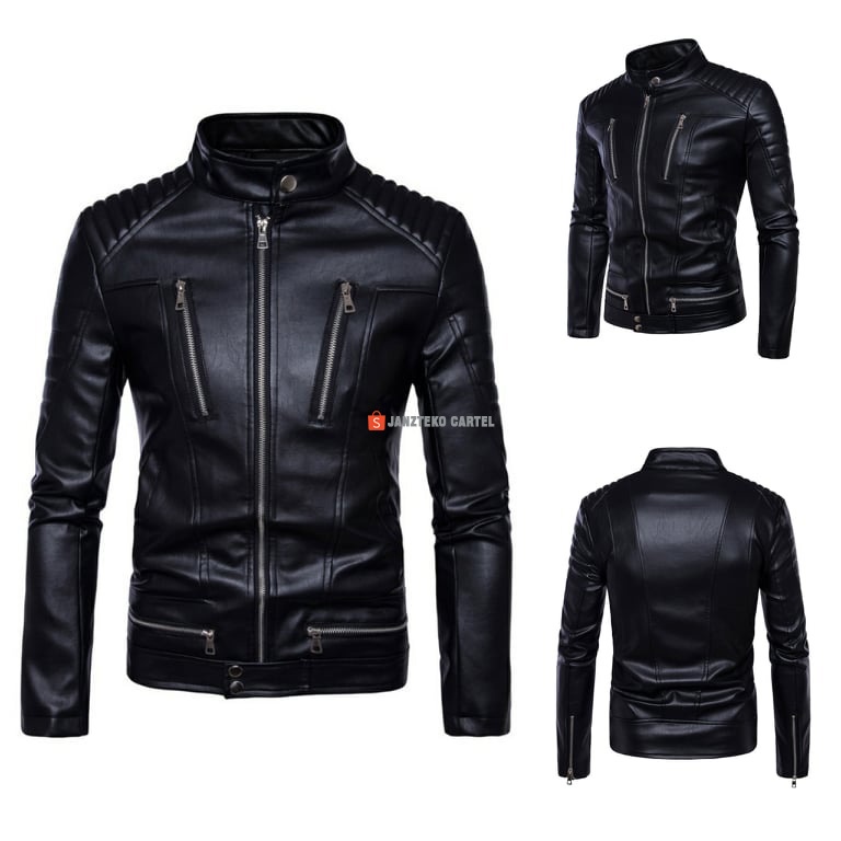 Jaket Saxa Saka Pria Kulit Sintetis Viena PU Leather Motor Racing Trendy