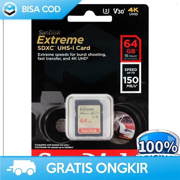 SDXC CARD UHS-I V30 U3 CLASS 10 SANDISK EXTREME 64 GB FASTEST DOWNLOAD