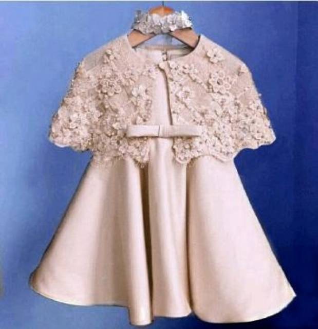 Kelly Homedress Mocca Cape Brukat Glitter - Baju Anak Perempuan Dress Pesta Murah