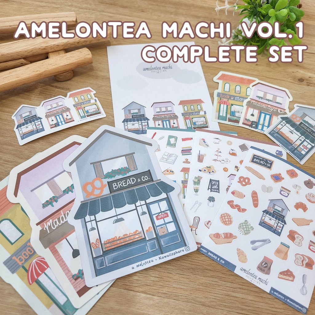 

Amelontea Machi vol.1 Complete Set | +Bonus Sticker | Cafe Bookstore Building Stickers & Postcards