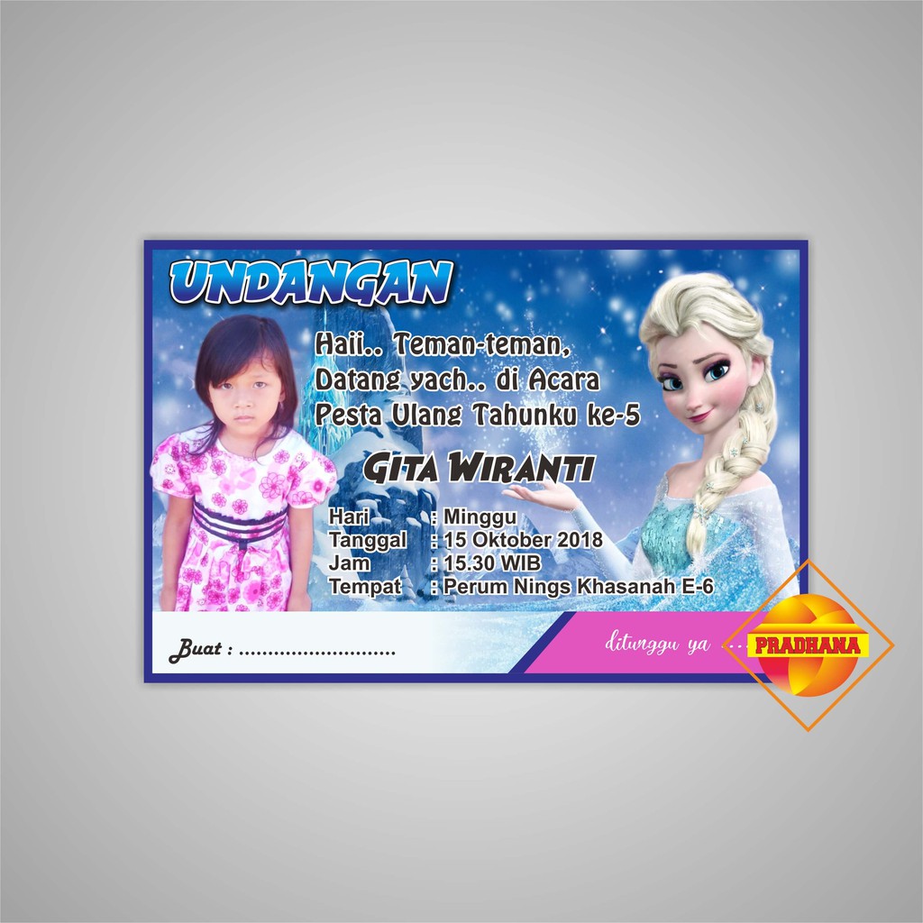 Undangan Ulang Tahun Custome 15x10cm