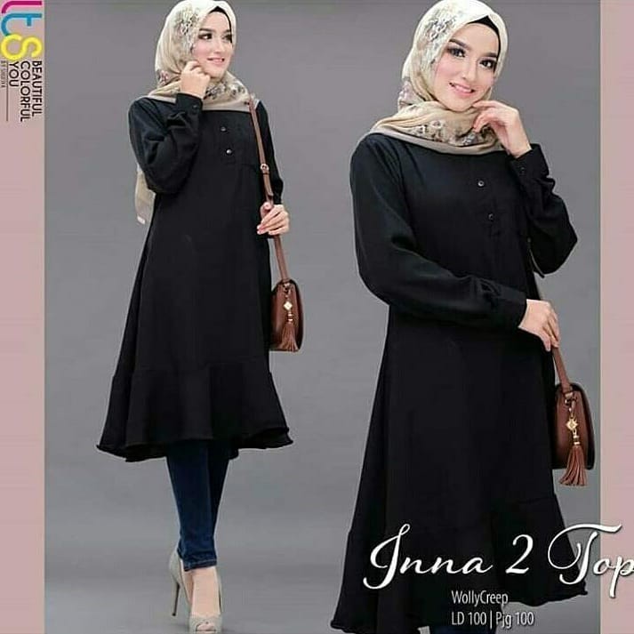Baju Gamis INNA TOP Dress Maxi Setelan Muslim Wanita Hijab Terbaru Termurah baju hamil