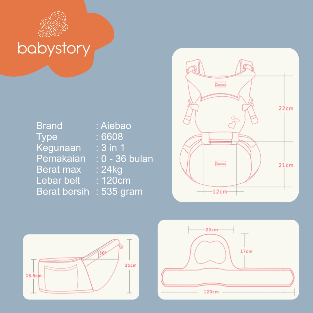 Hipseat Aiebao 6608 Original hipseat casual hipseat baby carrier gendongan bayi Aiebao