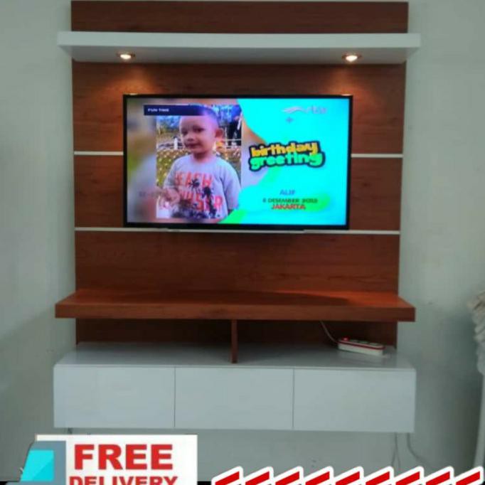 Backdrop Tv Minimalis Rak Tv Ukuran Panjang 150 X Tinggi 180 Patimaril