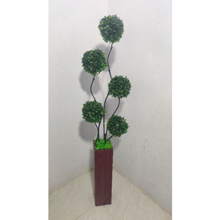 Bonsai bola besar Topiary Ball Bunga Sudut include Pot Kayu