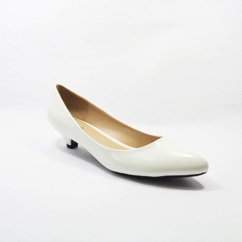 Workswell Sepatu Kerja Wanita Low Heels 3cm  6808 White Glosy