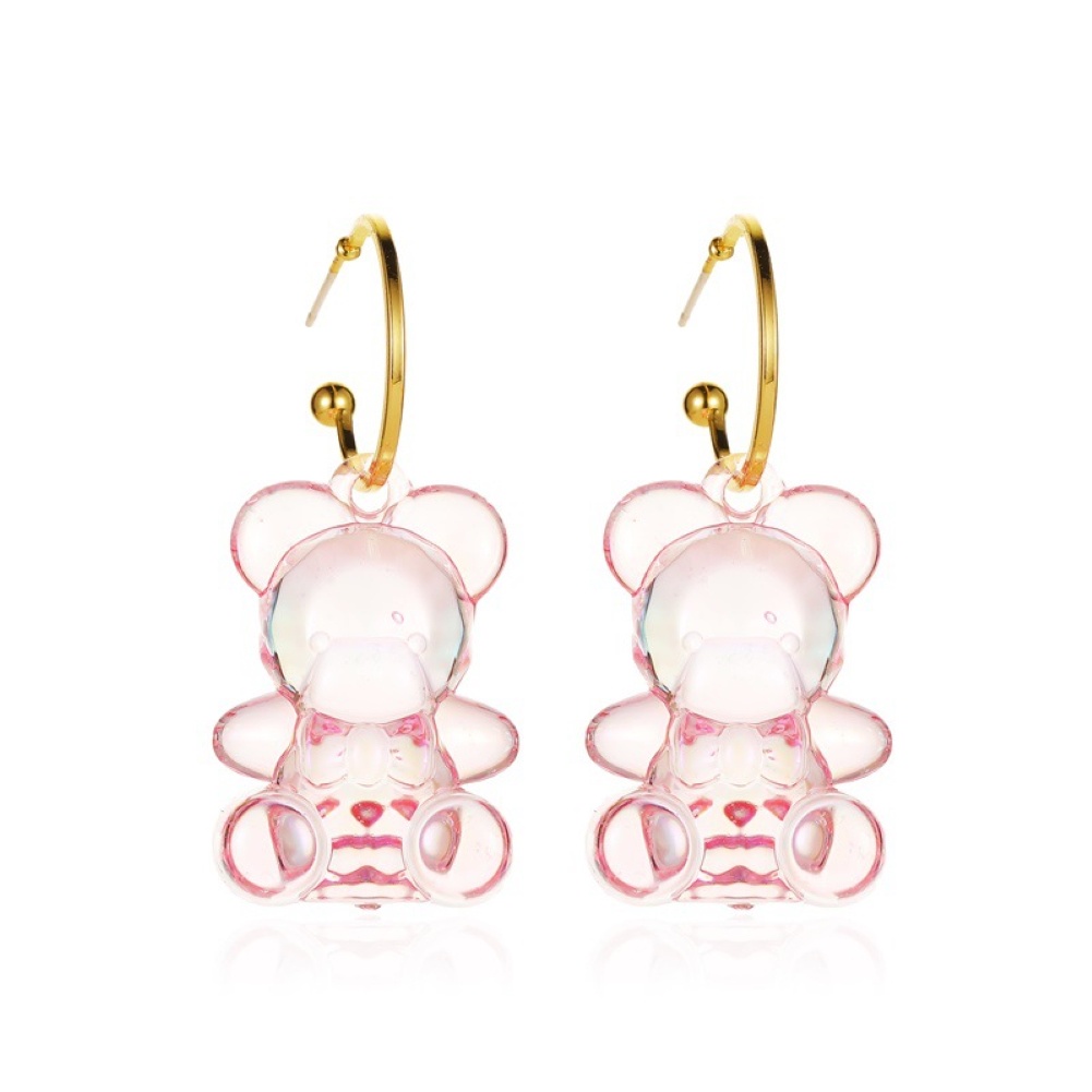 Hu Hu Hu Hu Hu Alat Bantu Pasang Kacamata♡ Perhiasan Anting Bentuk Beruang Transparan Tiga Dimensi Untuk Hadiah Wanita