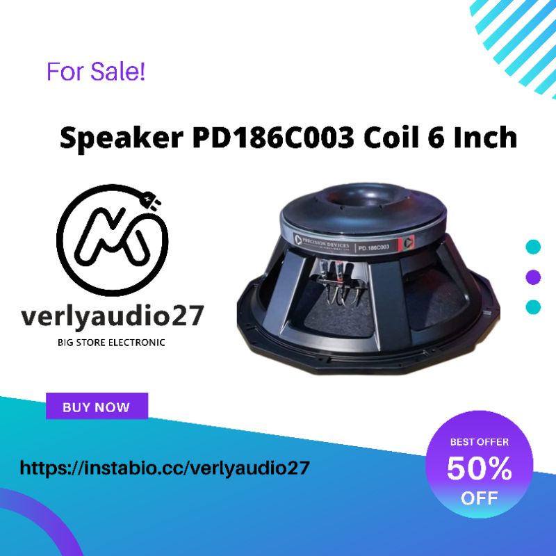 Speaker Component PD186C003 Pd 186c003 18 Inch Grade A Voice Coil 6 Verlyaudio27 Perangkat Audio Subwoofer