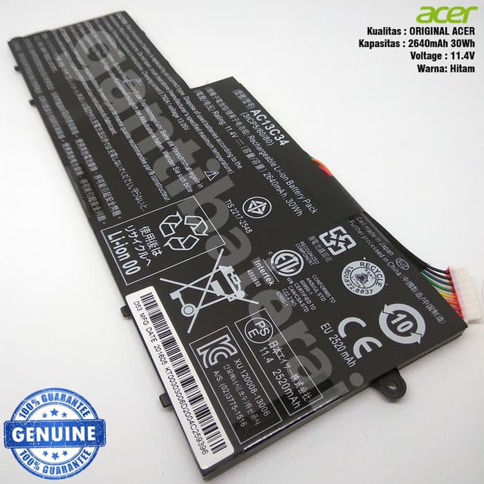 Baterai Acer E3-111 E3-112M V5-122 V5-122P V5-132 V5-132P AC13C34 ORI