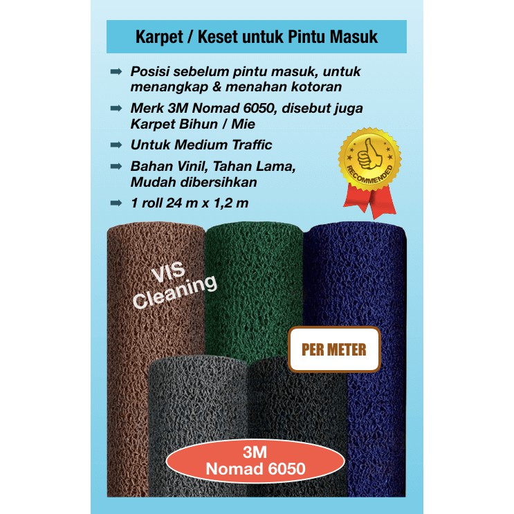 Karpet / Keset Mie 3M Nomad 6050 (per meter) (Warna Hijau, Biru, Coklat dan Merah Bata)