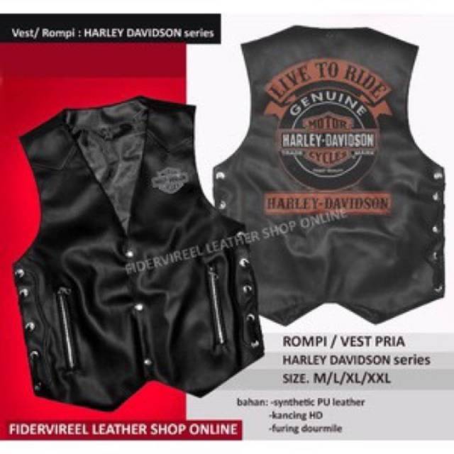 Rompi jaket kulit polos hitam bikers asli kulit domba