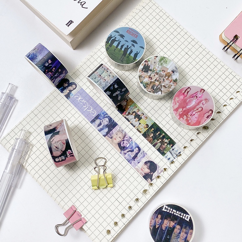 Stiker Washi Tape Motif BTS ENHYPEN TWICE BLACKPINK NCT Stray Kids Aespa Untuk Dekorasi Buku Diary DIY