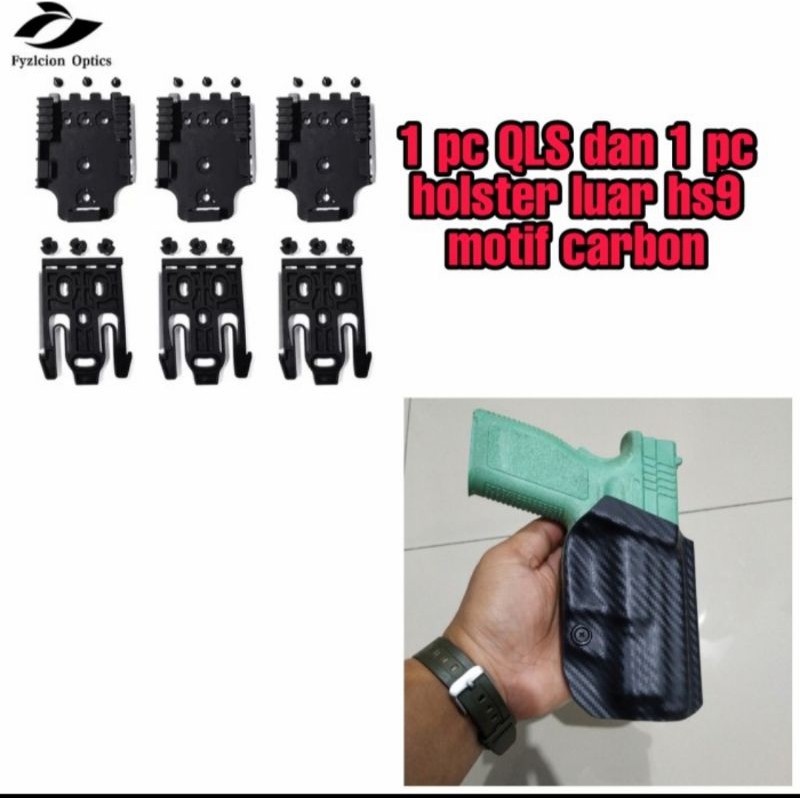 OWB Holster HS HS9 Polri With QLS Set HS Polri Motif Carbon