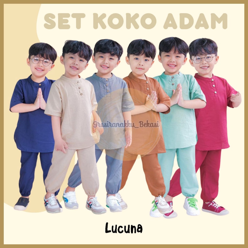 Setelan Anak Koko Adam Lucuna Linen Mix Warna 1-5T