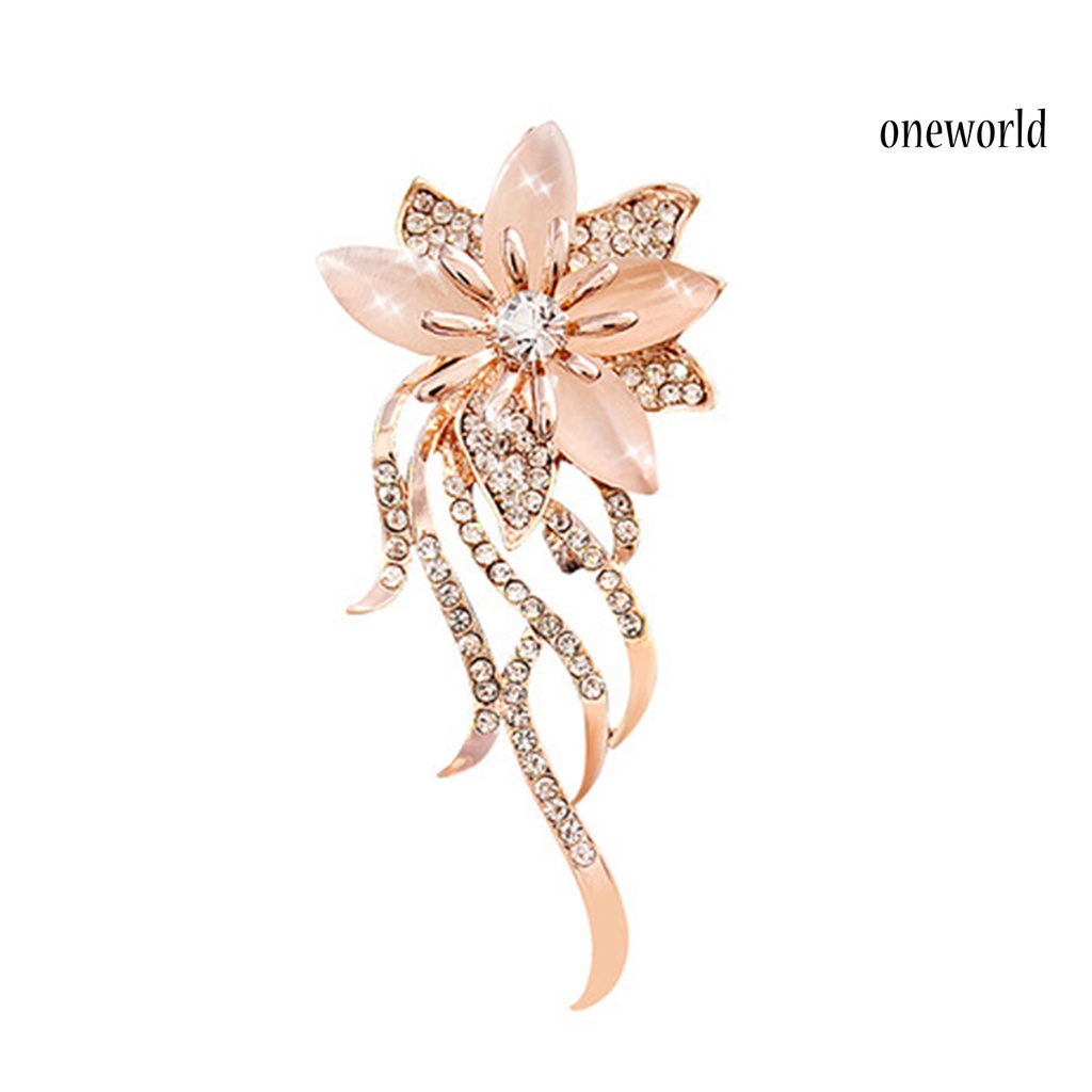 OW@ Women Fashion Rhinestone Inlaid Flower Brooch Pin Cardigan Shawl Decor Gift