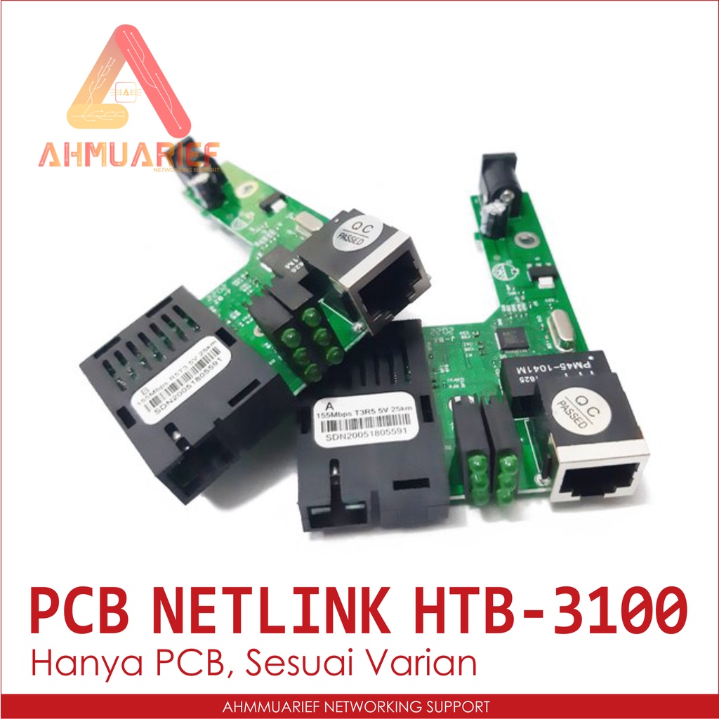 PCB BOARD SAJA NETLINK HTB 3100 SINGLE MODE FIBER OPTIK ETHERNET MEDIA CONVERTER 10/100M