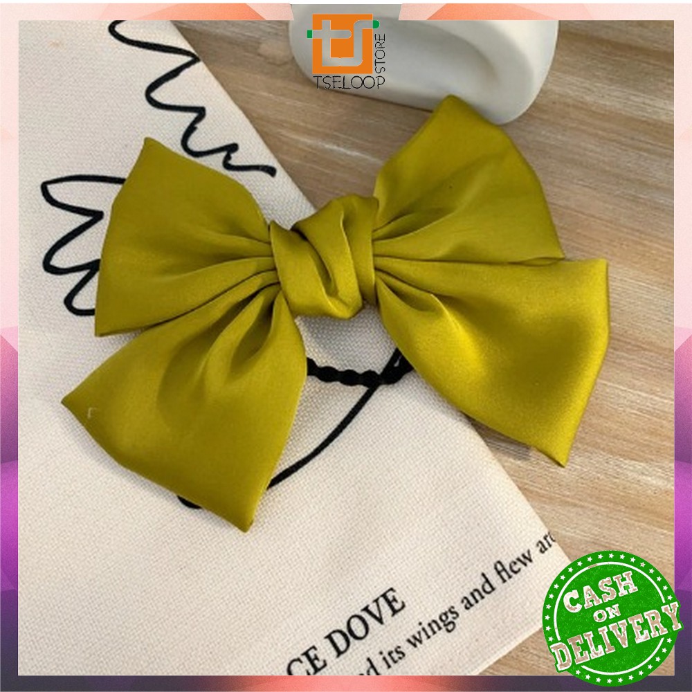 OFM-C160 Ikat Rambut Pita Besar Kuncir Rambut Hairband Aksesoris Wanita Kunciran Rambut Korea Style-PITA HIJAU LIME
