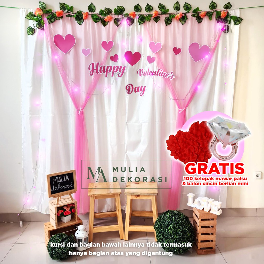 Dekorasi Backdrop Valentine Hari Kasih Sayang Februari Nyatakan Cinta Couple Paket Valentine Pink