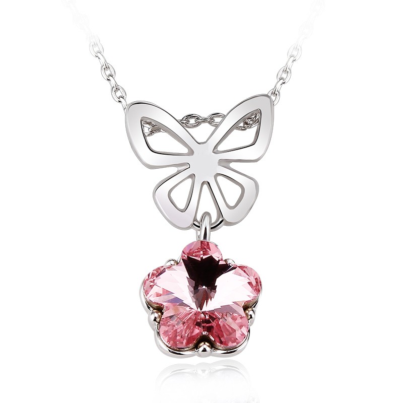 Butterfly Dance Kalung Kristal Swarovski Wanita Cewek Mewah Impor Kado Hadiah Ultah Manis Kupu-Kupu
