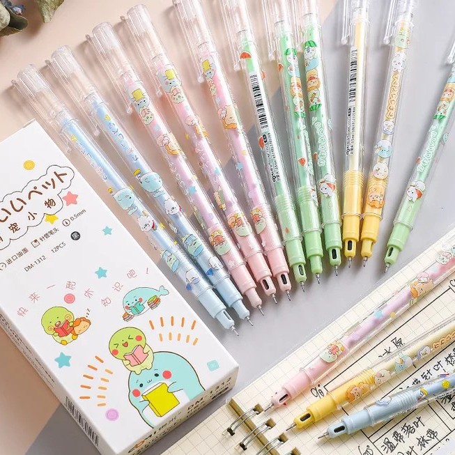 

2 pcs Pulpen Gel Hitam 0.5mm Pen Comi Karakter Lucu doi