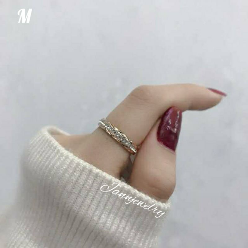 Cincin titanium asli permata tanam Rosegold anti karat CL-1