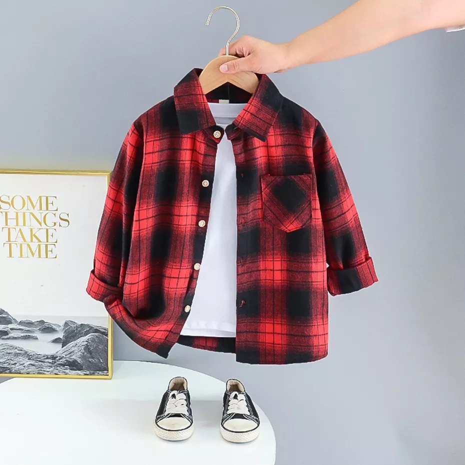 Kemeja flanel KERAH anak . 6 bulan - 12 thn.amriat store (Daffa store)