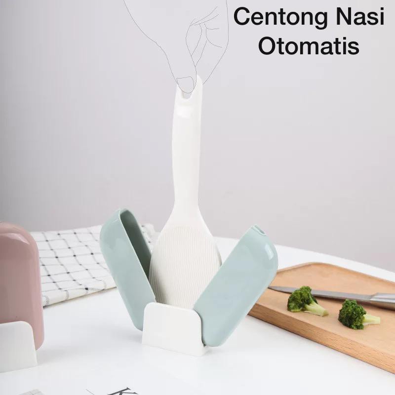 Tempat Centong Sendok Nasi Buka Tutup Otomatis