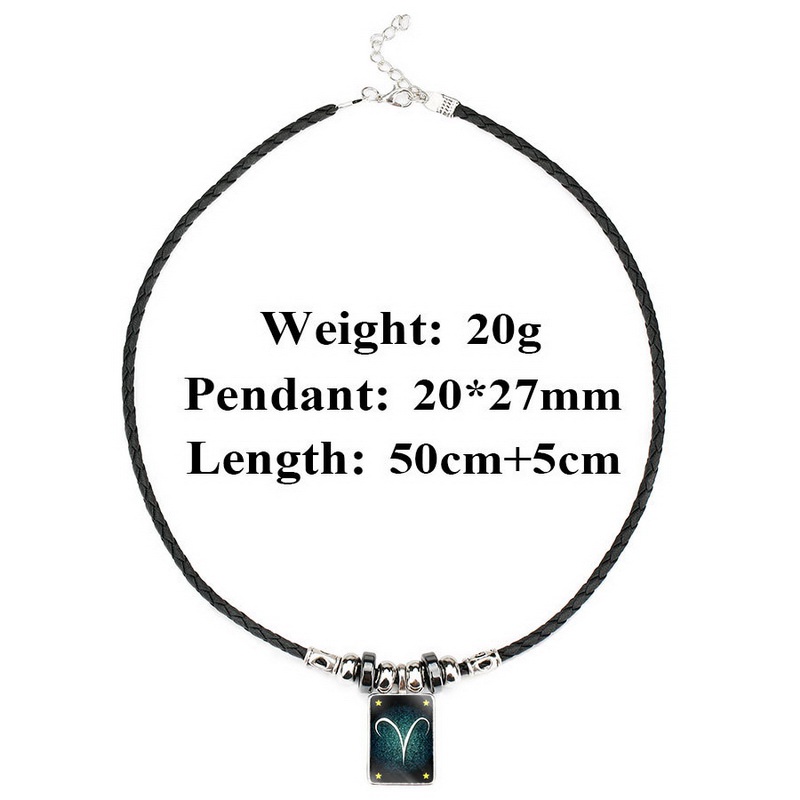 Perhiasan Kalung Bentuk Kotak Desain 12 Rasi Bintang luminous Untuk Pria Dan Wanita