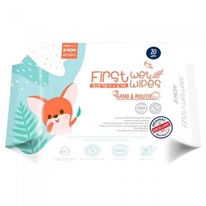K-mom First Hand &amp; Mouth Baby Wipes 20 Pcs