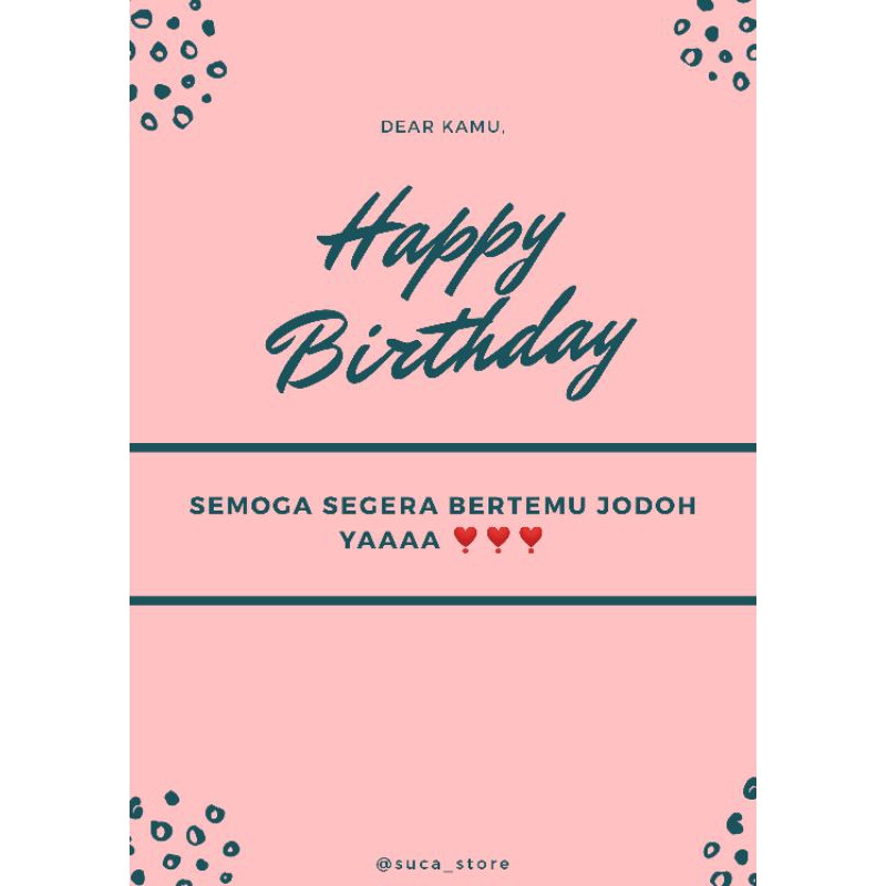 Jual Kartu ucapan/Card Happy Birthday (Custom tulisan) | Shopee Indonesia