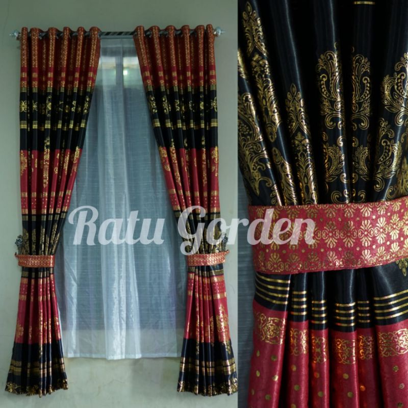 Gorden Blackout import motif / Gorden jendela 3 kaca / Gorden pintu tengah mewah / Gorden pintu kama