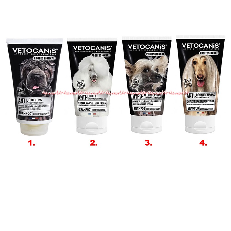 Vetocanis Professionnal 300ml Dog Shampo Anjing Anti Odeurs Chute Allergenique Demange Groowming Anjing Hewan Tube Vetocanic Vetocani Fetocanis