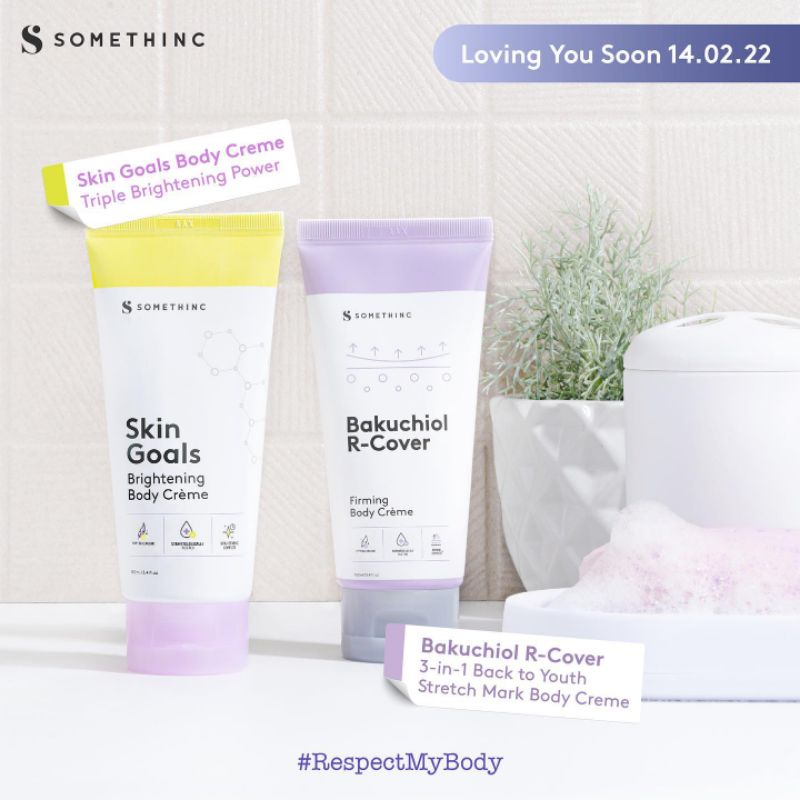 SOMETHINC SKIN GOALS BRIGHTENING BODY CREME & BAKUCHIOL R-COVER FIRMING BODY CREME (LOTION PEMUTIH &
