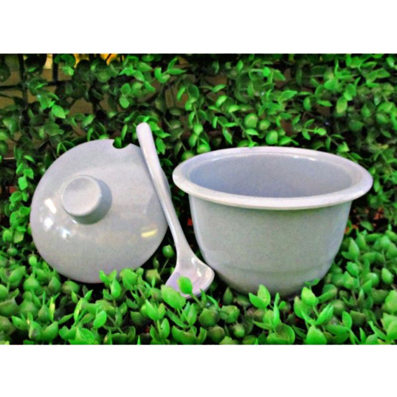 Tempat Sambal Melamin Onyx + Tutup + Sendok / Spice pot + Spoon 260 ML