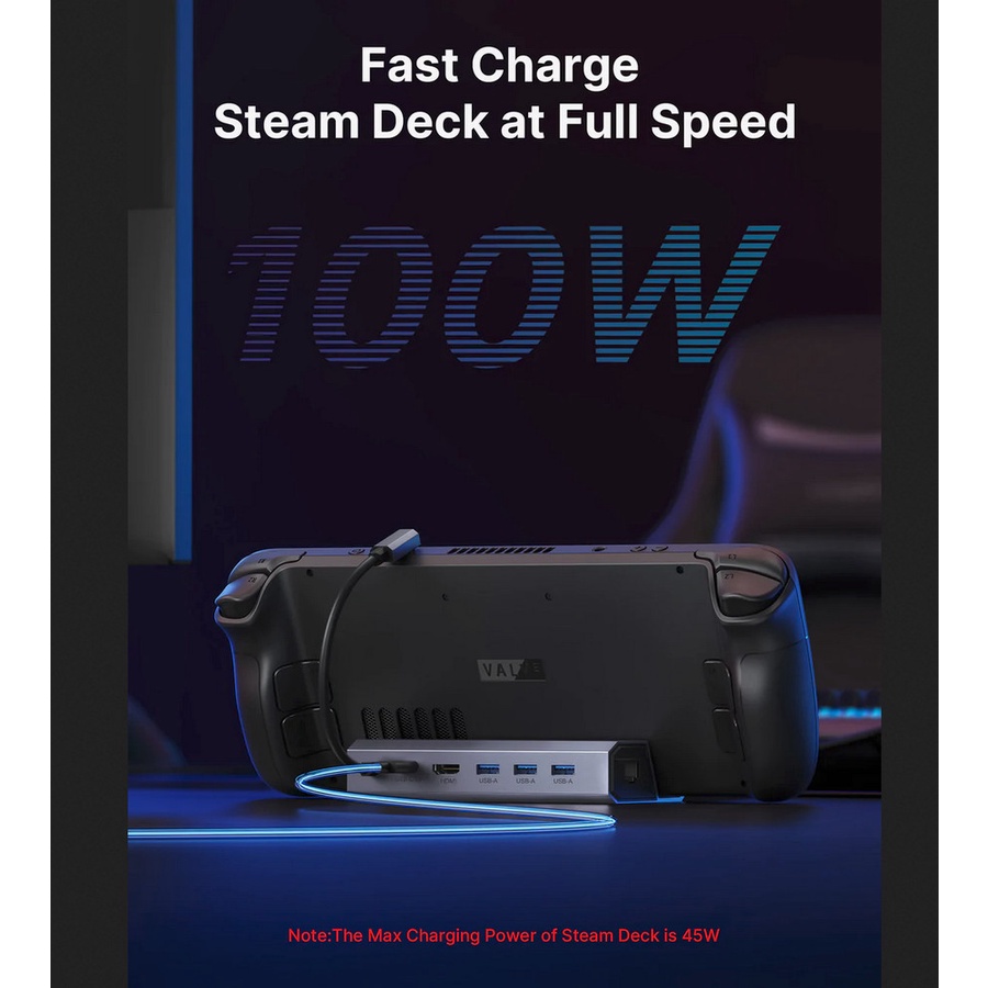 JSAUX 6 in 1 Steam Deck Docking Station USB C Dock for Steam Deck Ipad