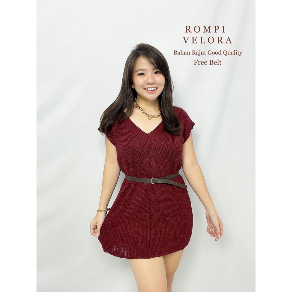 A03 Rompi Velora Rajut Bahan rajut free Belt PJ:70(tanpa iner)