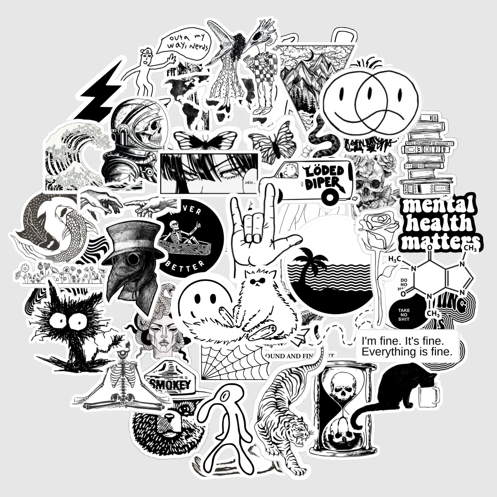 

Sticker Tempel "Sticker Pack Black And White 50Pcs