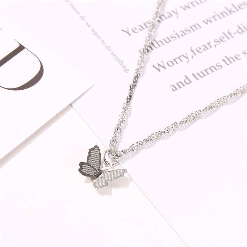 Korean Fashion Butterfly Necklace Retro Collarbone Gold Silver Chain Personality Women Accessories Gifts